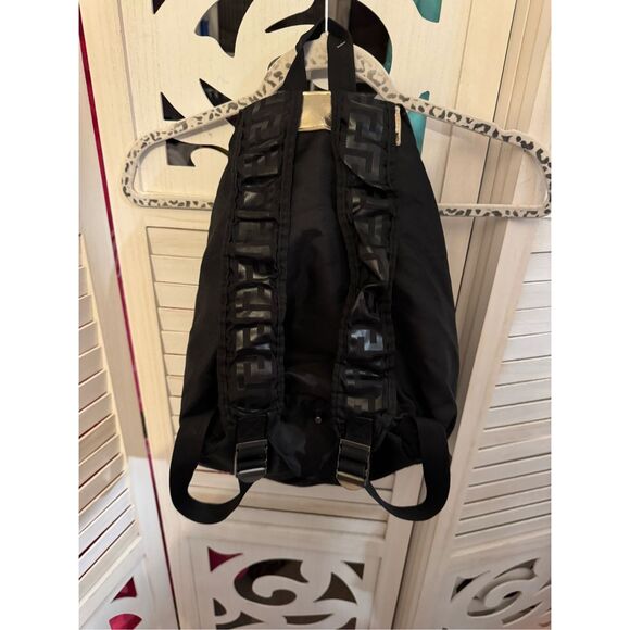 VERSACE PARFUMS Medusa Head Black Nylon Drawstring Flap Backpack EUC - Picture 8 of 11